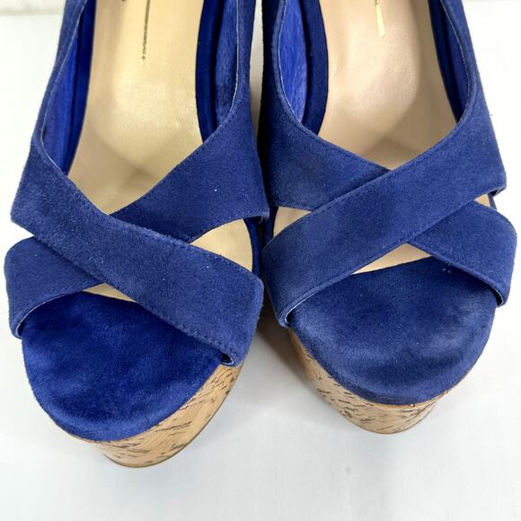 DOLCE VITA Women’s Jill Open Toe Slingback Wedge Sandal Suede Blue Size 10 - Picture 6 of 8